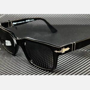 NEW Persol Men's Black Dark Grey Polarized 55mm Sunglasses